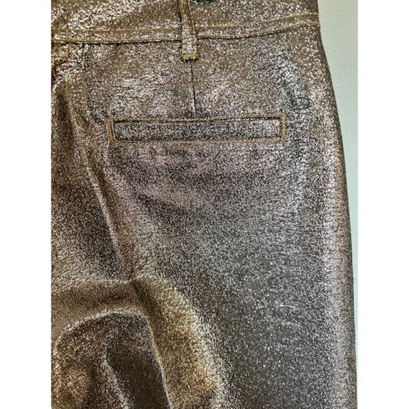 Madewell Slim Emmett Wide-Leg Crop Pants in Rose Gold Metallic, size 25 NWT - Picture 6 of 8